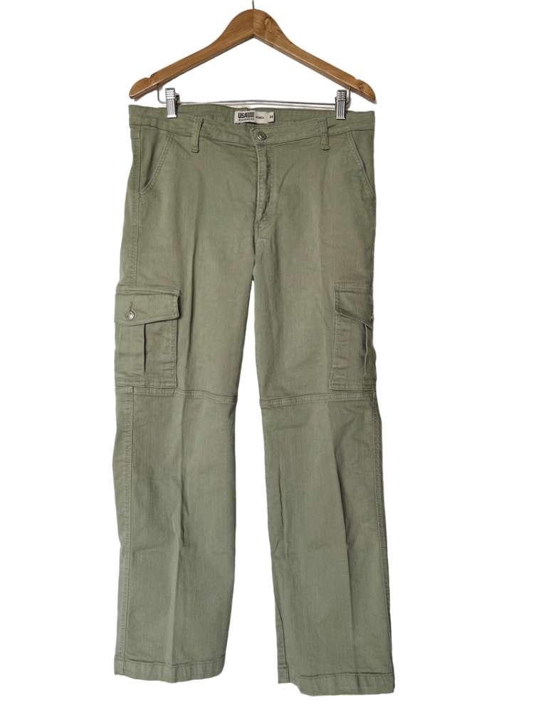 Pantalón Cargo Tela Jean Verde Claro Usa Jeans