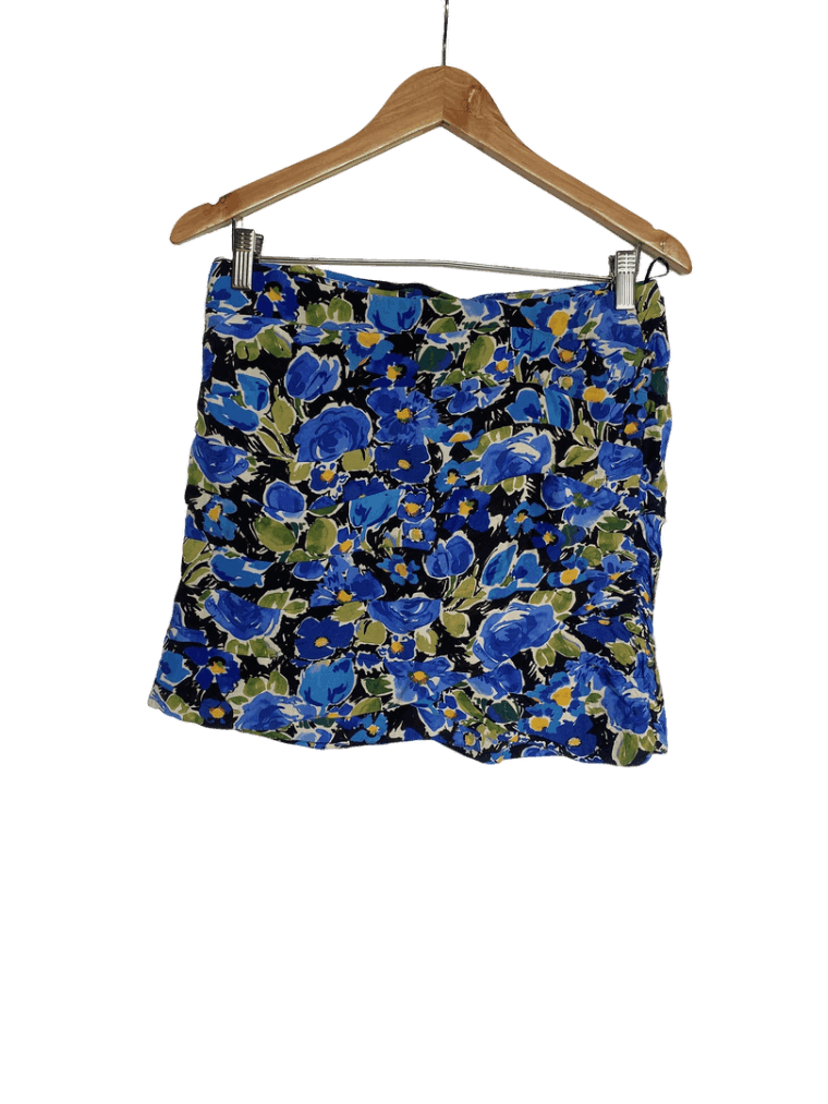 Falda Mini Zara Estampada Flores Azules
