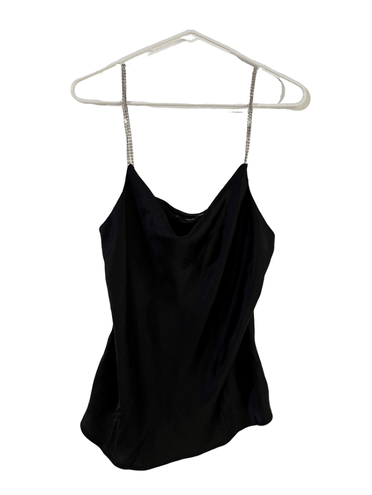 Blusa Mng Negra Con Tirantes Platedos