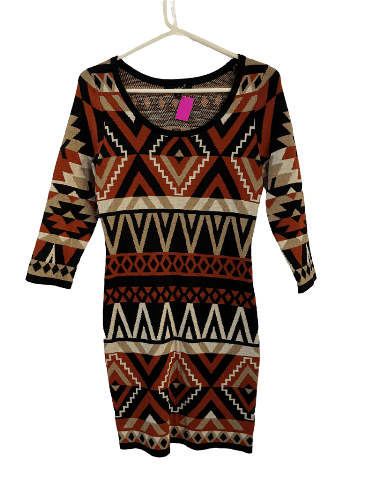 Vestido Con Mangas Largas Tribal