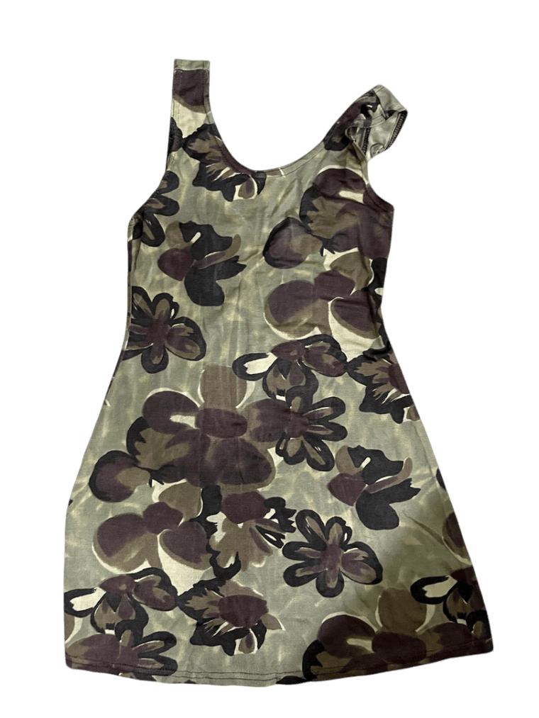 Mini Vestido Con Flores Marrones