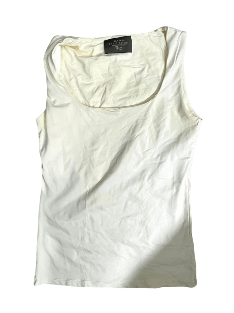 Blusa Zara Basic T Shirt Crema