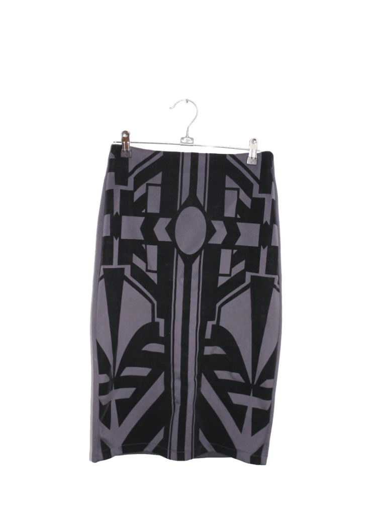 Falda Negro Y Gris Midi