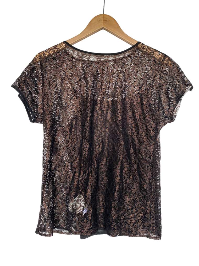 Blusa Negra Encaje Con Top Incluido Ann Taylor