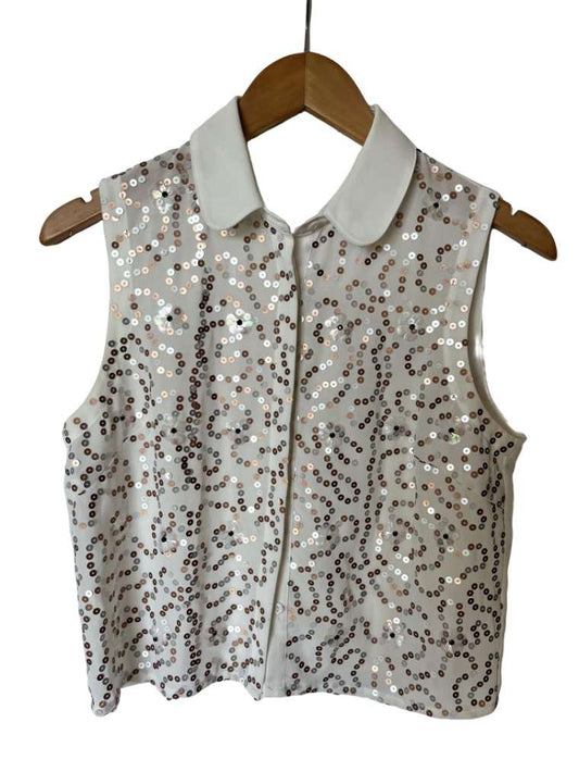 Blusa De Botones Blanca Con Lentejuelas Mustard Seed