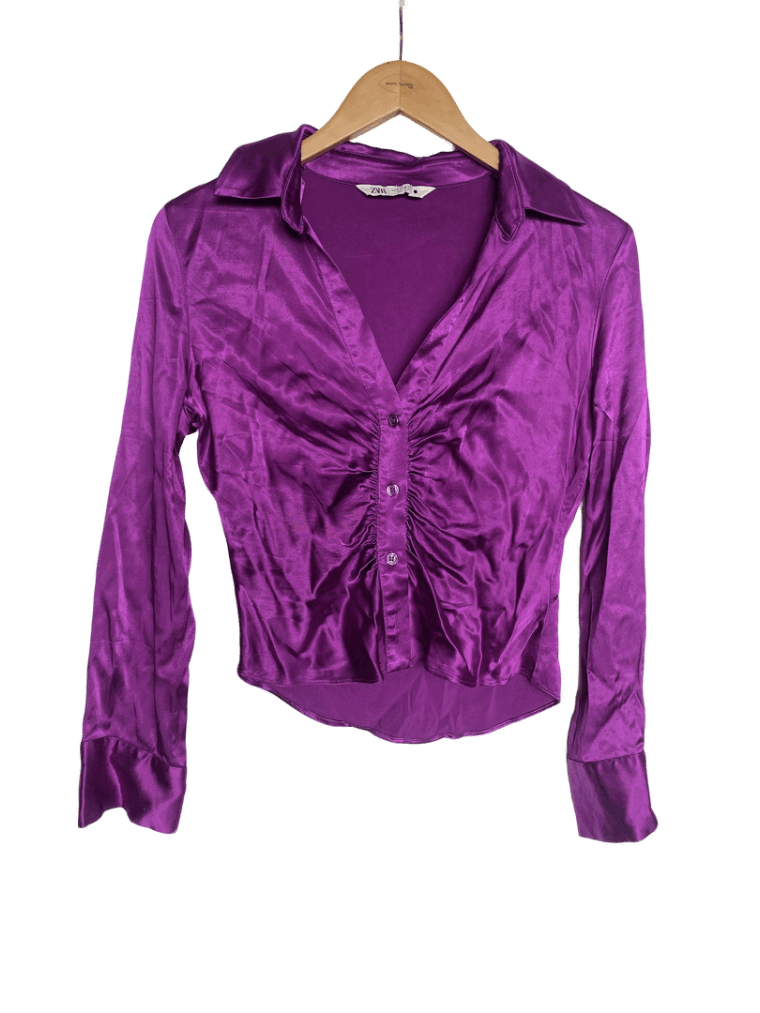 Blusa Zara Morada Saten