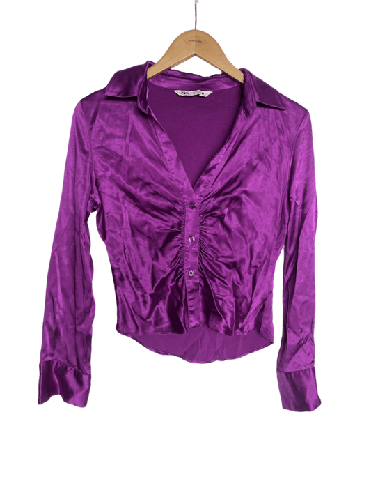 Blusa Zara Morada Saten