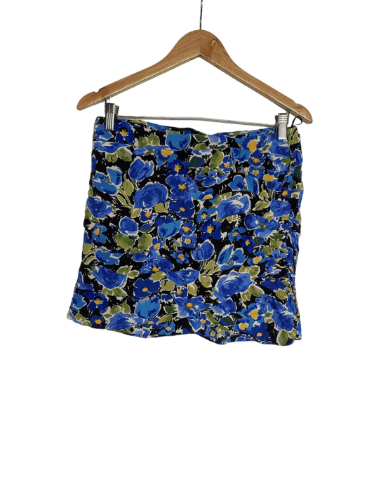 Falda Mini Zara Estampada Flores Azules