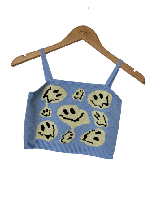 Top Happy Face Azul