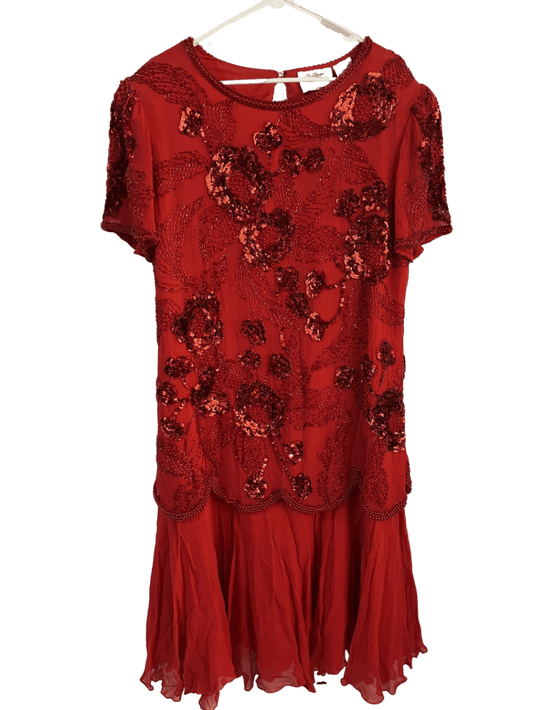 Vestido Largo De Abuelita Formal Rojo Con Encaje