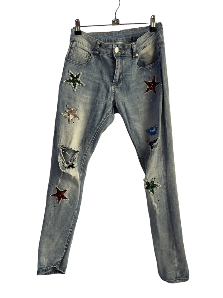 Jean Skinny Con Parches De Colores