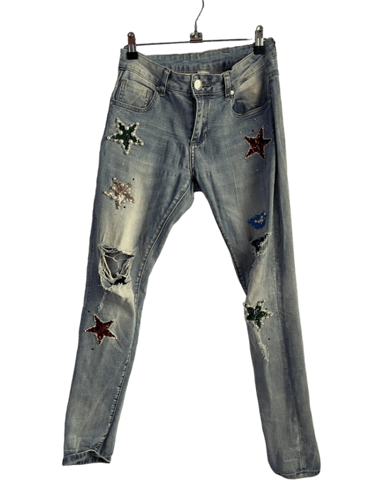 Jean Skinny Con Parches De Colores