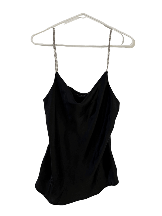 Blusa Mng Negra Con Tirantes Platedos