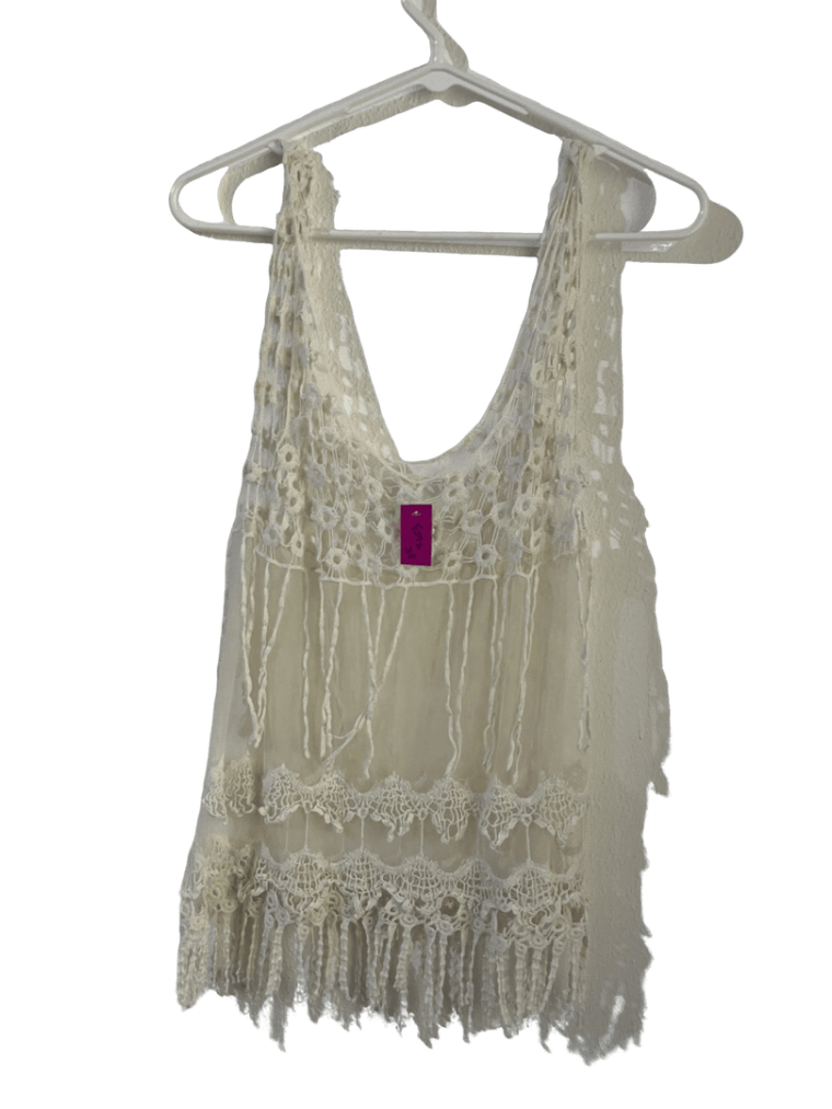 Blusa Con Macrame Crema