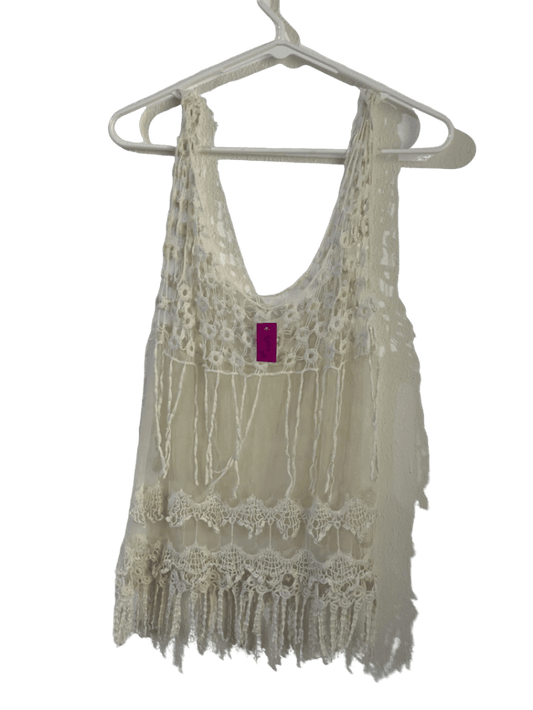 Blusa Con Macrame Crema