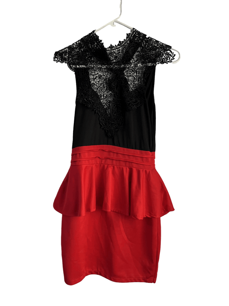 Vestido Corto Negro Y Rojo