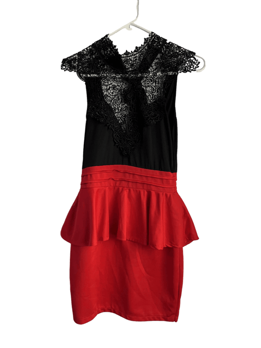Vestido Corto Negro Y Rojo