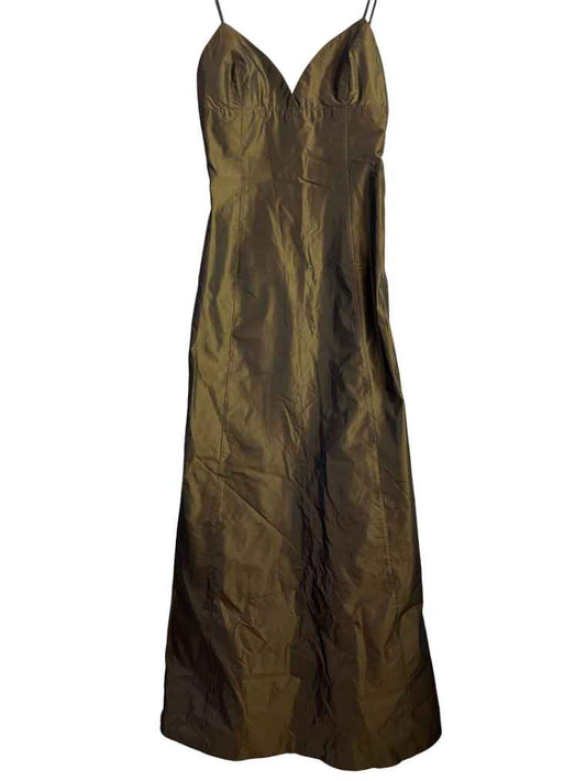 Vestido Marron Largo Oscuro Poliester Marca Zara