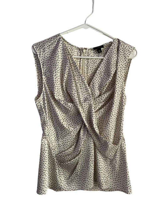 Blusa Blanca Con Puntitos Marrones Tipo Seda Marca Anntaylor