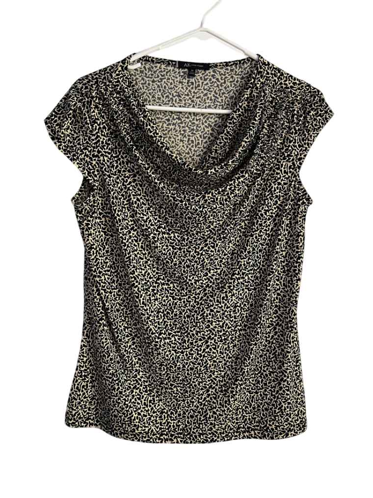 Blusa Tipo Cheeta Negra Con Beige Marca Anne Klein