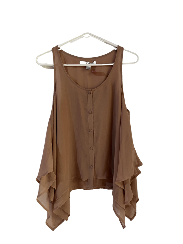 Camisa Beige Con Botones Transparente