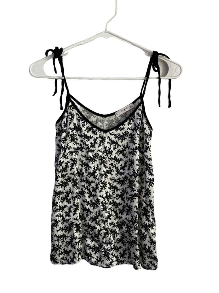 Blusa Mango De Flores Blancas Y Negras