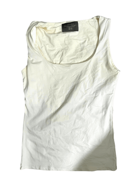 Blusa Zara Basic T Shirt Crema