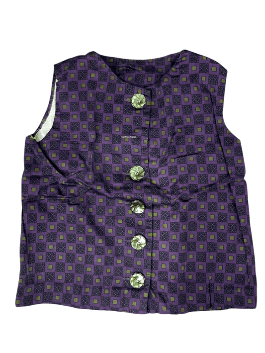 Blusa Morada  Estampada Con Botones Dorados