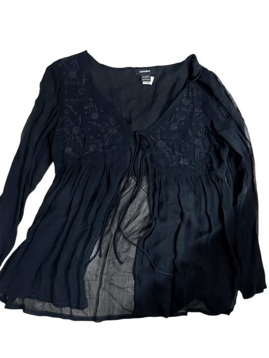 Blusa Negra Manga Larga Express