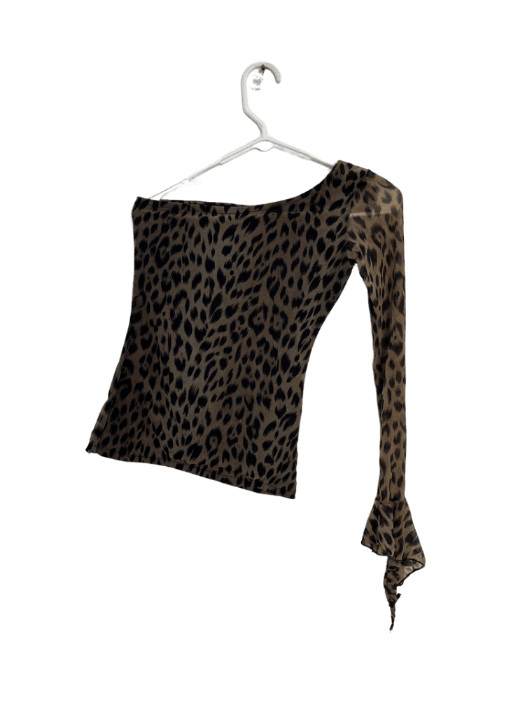 Blusa De Una Sola Manga Animal Print Cheeta Sin Marca