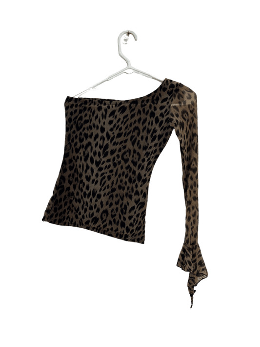 Blusa De Una Sola Manga Animal Print Cheeta Sin Marca