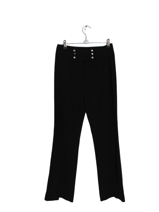 Pantalón De Vestir Negro Con Botones Plateados Marca Basicasphalt