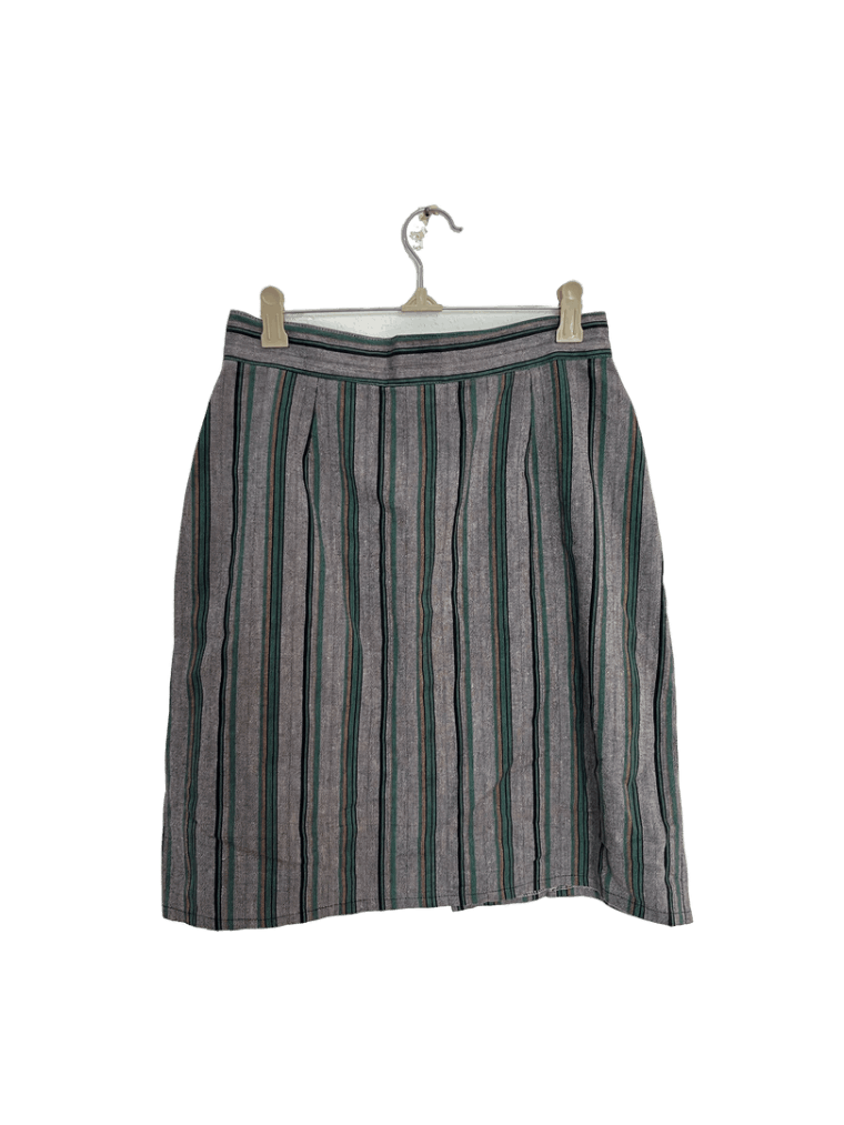 Falda Corta Gris Con Fanjas Verticales Verdes Marca Rob Rodiblan