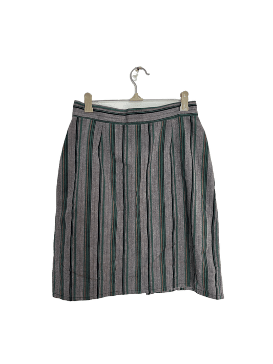 Falda Corta Gris Con Fanjas Verticales Verdes Marca Rob Rodiblan