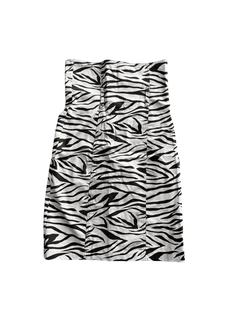 Falda Mediana Tubular Animal Print Cebra Beige Y Marrón Marca Love Culture