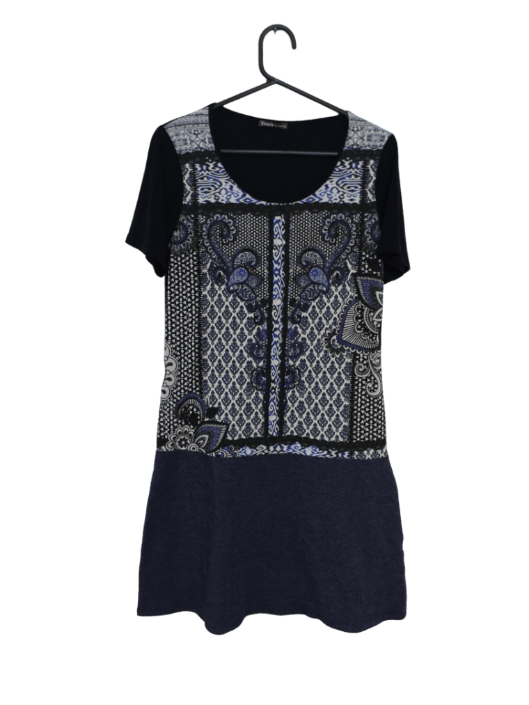 Vestido Azul Estampado Corto