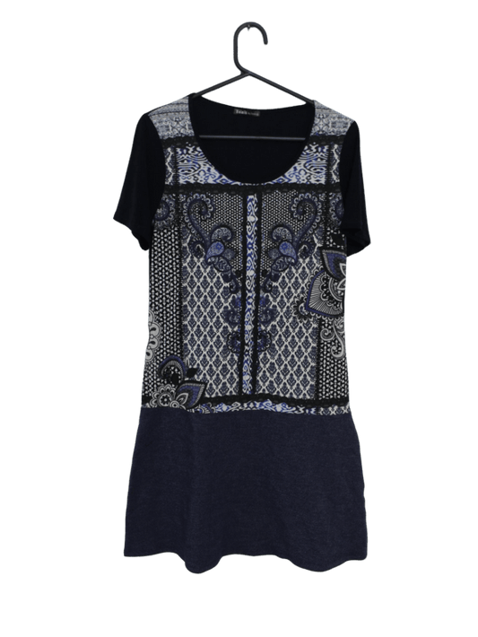 Vestido Azul Estampado Corto