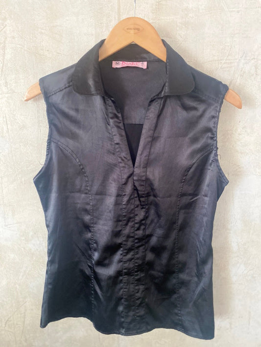 Camisa Negra De Saten Diana